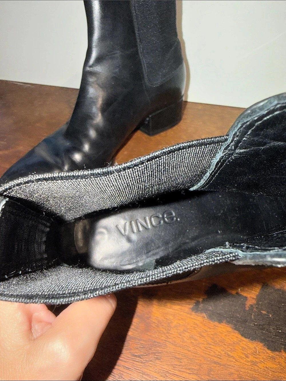VINCE. Ari Leather Chelsea Boot. Black Pointed-Toe Ankle Boots - Picture 4 of 5